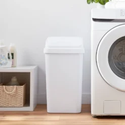 13gal Swing Top Waste Basket White - Brightroom™