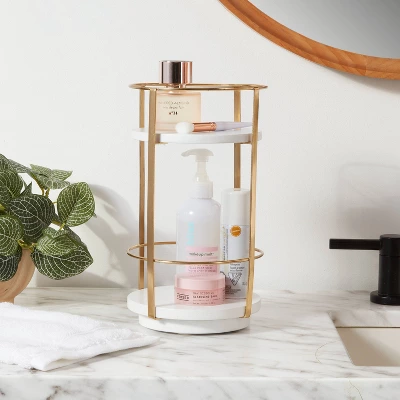 10" X 5.7" Round Metal Countertop Turntable Brass - Brightroom™ 3 10" X 5.7" Round Metal Countertop Turntable Brass - Brightroom™